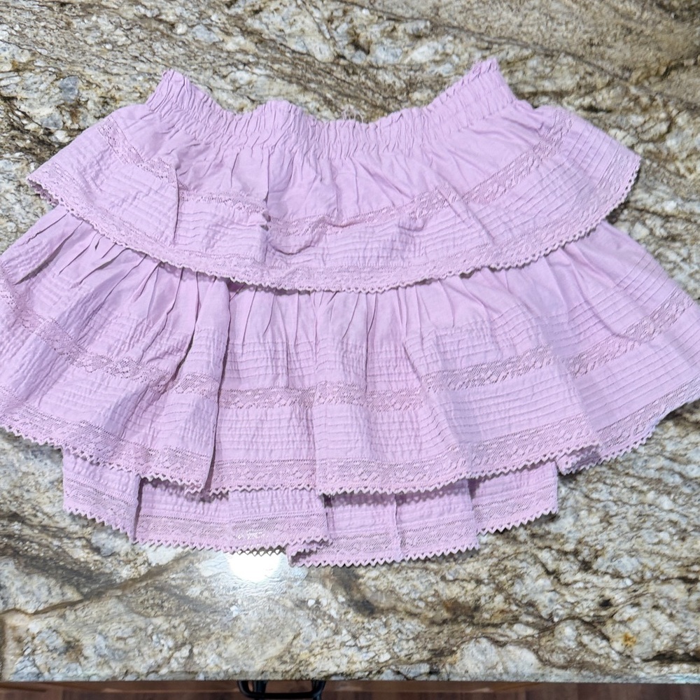LoveShackFancy Lavender Ruffled Mini Skirt
